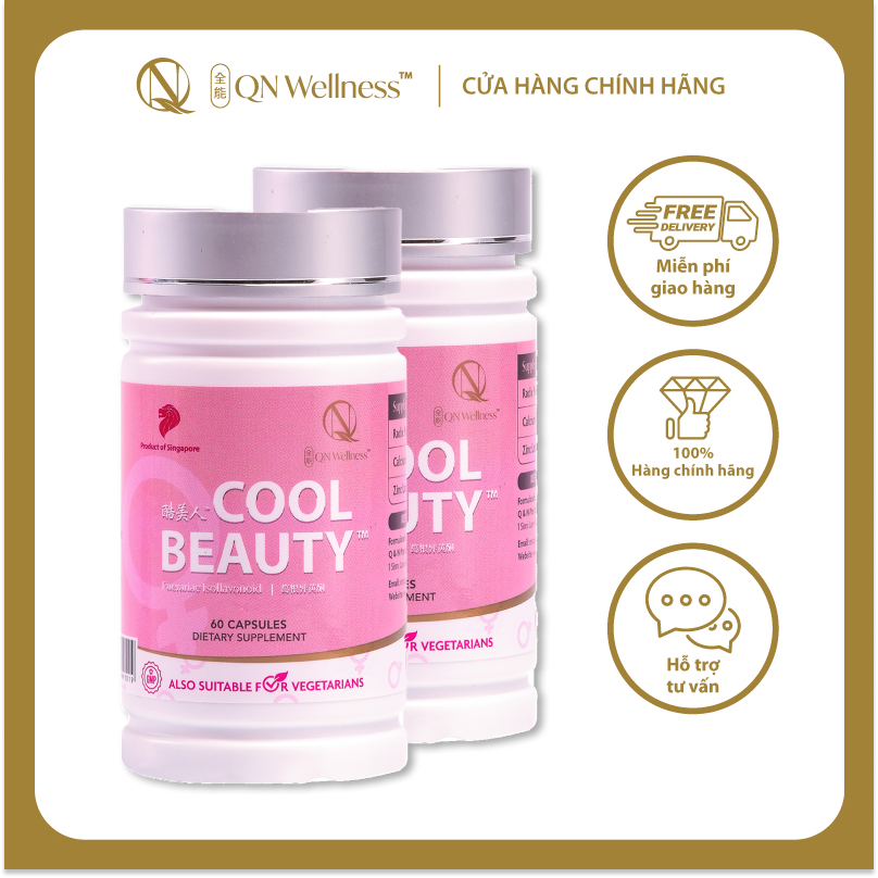 Combo Ưu Đãi Viên Uống Bổ Sung Cho Nữ Giới Cool Beauty QN Wellness Chiết Xuất Cây Dong Riềng, Giúp Làn Da Khỏe Mạnh, Hỗ Trợ Giấc Ngủ Ngon, Duy Trì Sức Khỏe Xương Khớp, Cải Thiện Trao Đổi Chất - Hộp 60 Viên x2