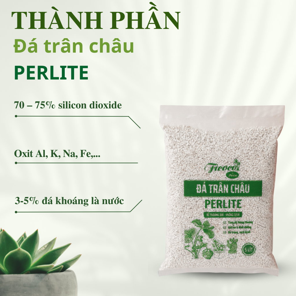 Đá perlite, giá thể giàu khoáng chất, trồng hồng, sen đá, tăng độ tươi xốp, thoát nước tốt, túi 600g