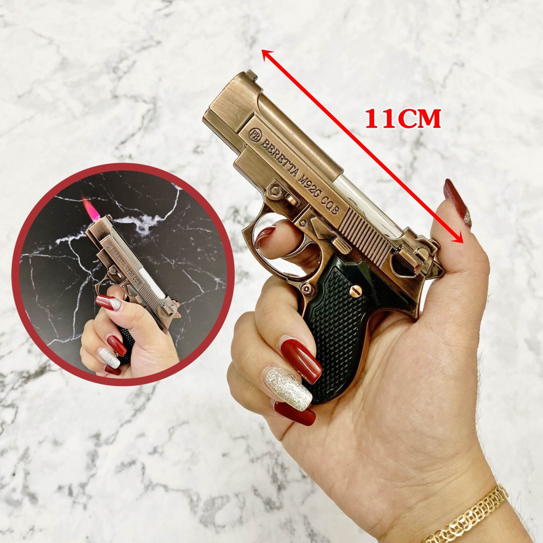 Hột quẹt bật lửa khè hình súng M92 - .