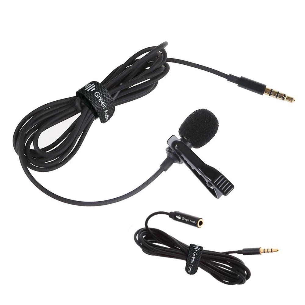 Vòng tụ điện Micrô Mini Clip-on Lavalier Microphone Cắm 3,5mm với Cáp mở rộng 2M Tương thích với iPhone iPad