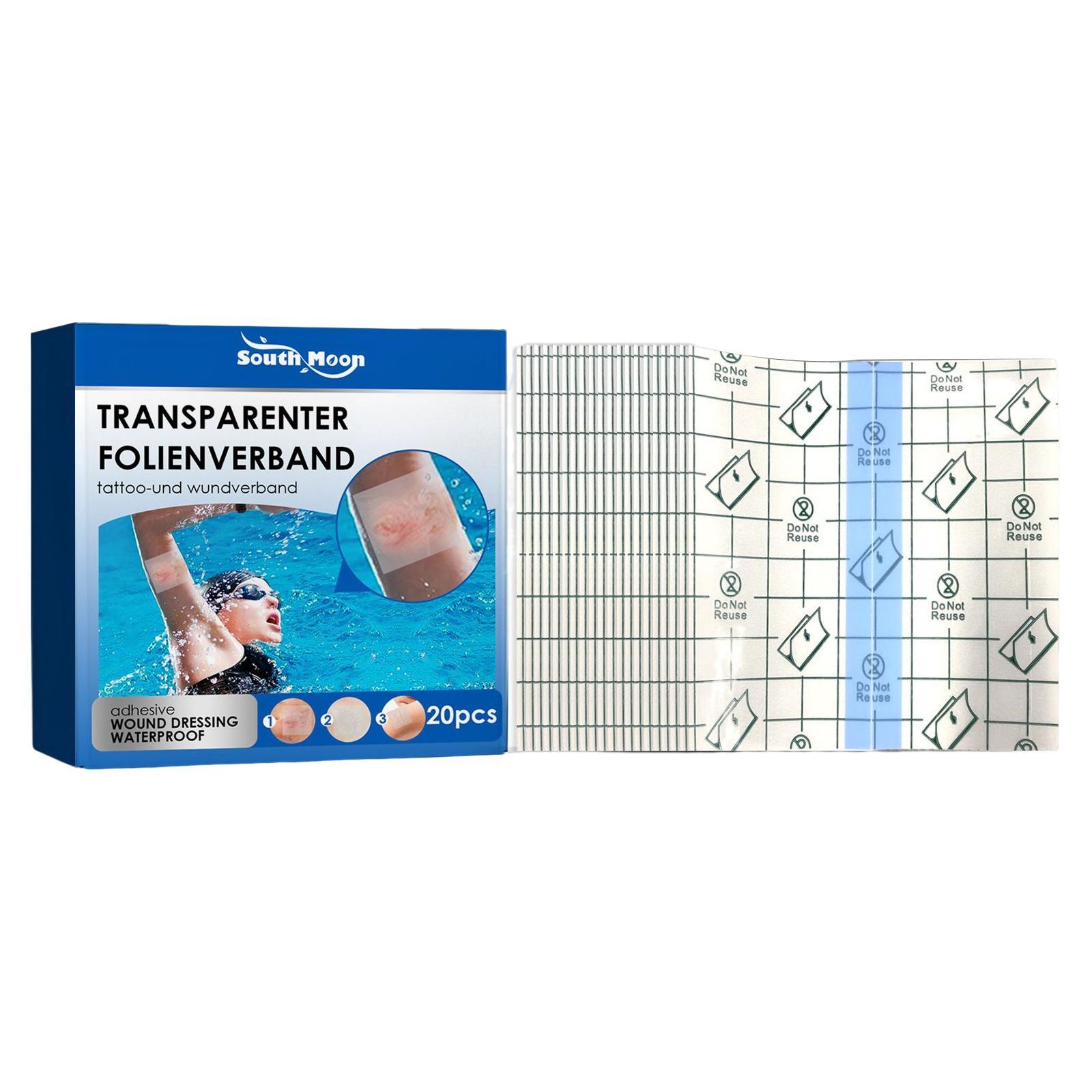 20x Transparent Stretch Adhesive Bandage Showerproof Clear Adhesive Bandages for Showering