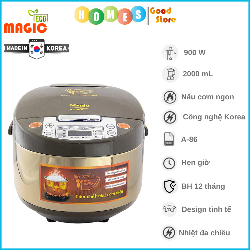 Nồi Cơm Điện Tử MAGIC KOREA A-86 Đa Năng Dung Tích 2L Công Suất 900W - Hàng Chính Hãng