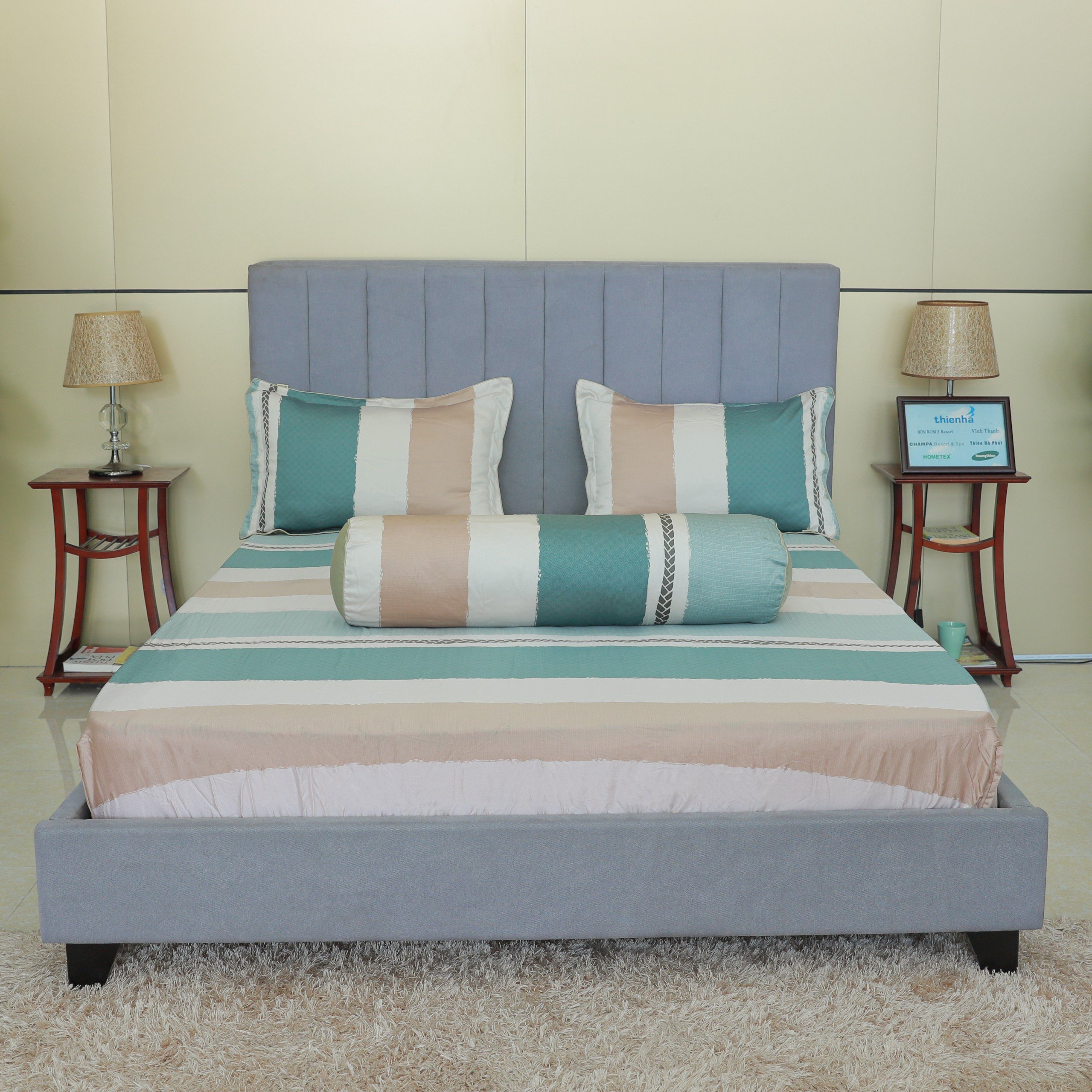 Bộ drap gối Tencel Premium Hometex ( 4 món )
