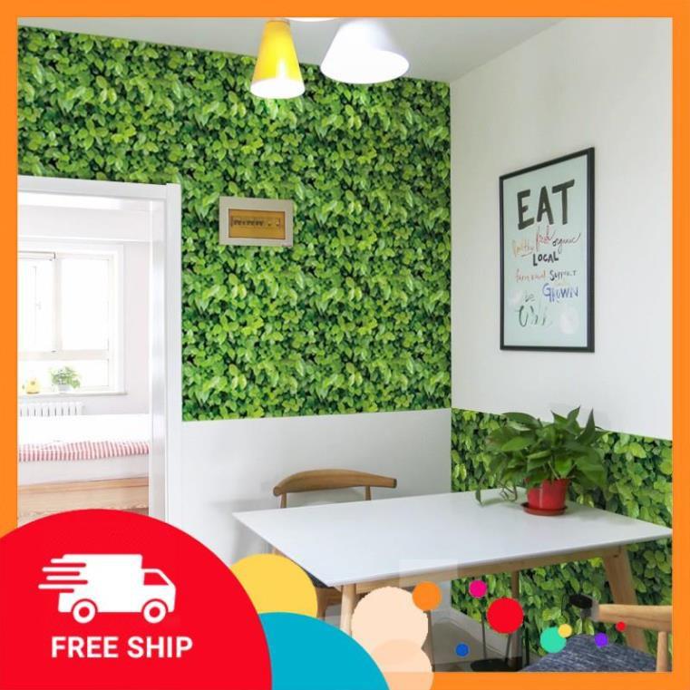 ️️ XẢ 10m Giấy dán tường Cỏ xanh lá xanh có sẵn keo khổ rộng 45cm