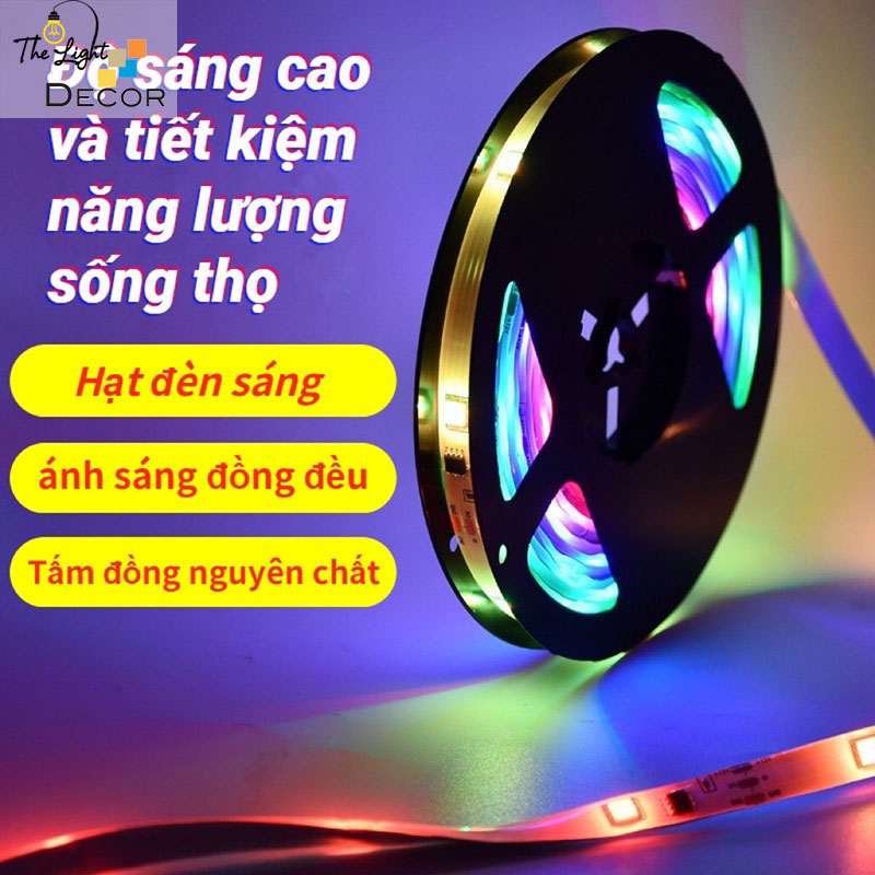Dải Dây đèn trang trí đèn led RGB 5050 đuổi nhạc remote 5 Mét Cổng USB