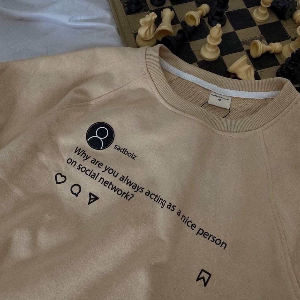 Áo sweater SADBOIZ Sadtagram Cream