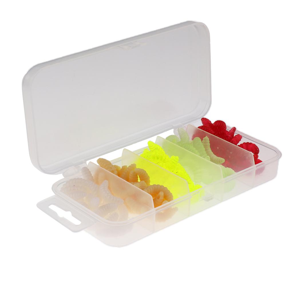 100pcs Soft Fishing Simulation Maggots Earth Worm Fishing Lure Tackle Baits