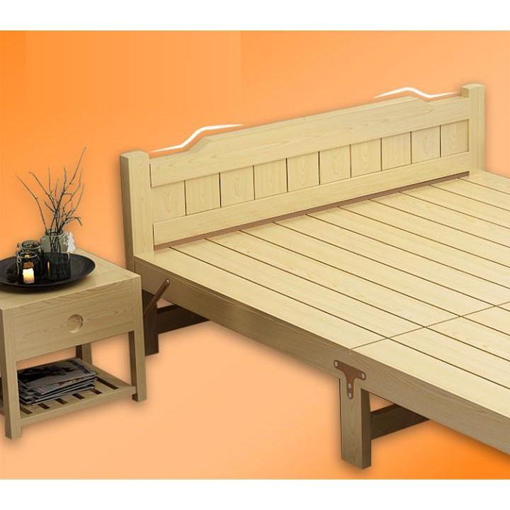 Giường ngủ gỗ thông gấp gọn, kích thước 100x195cm, tặng kèm đệm, gối