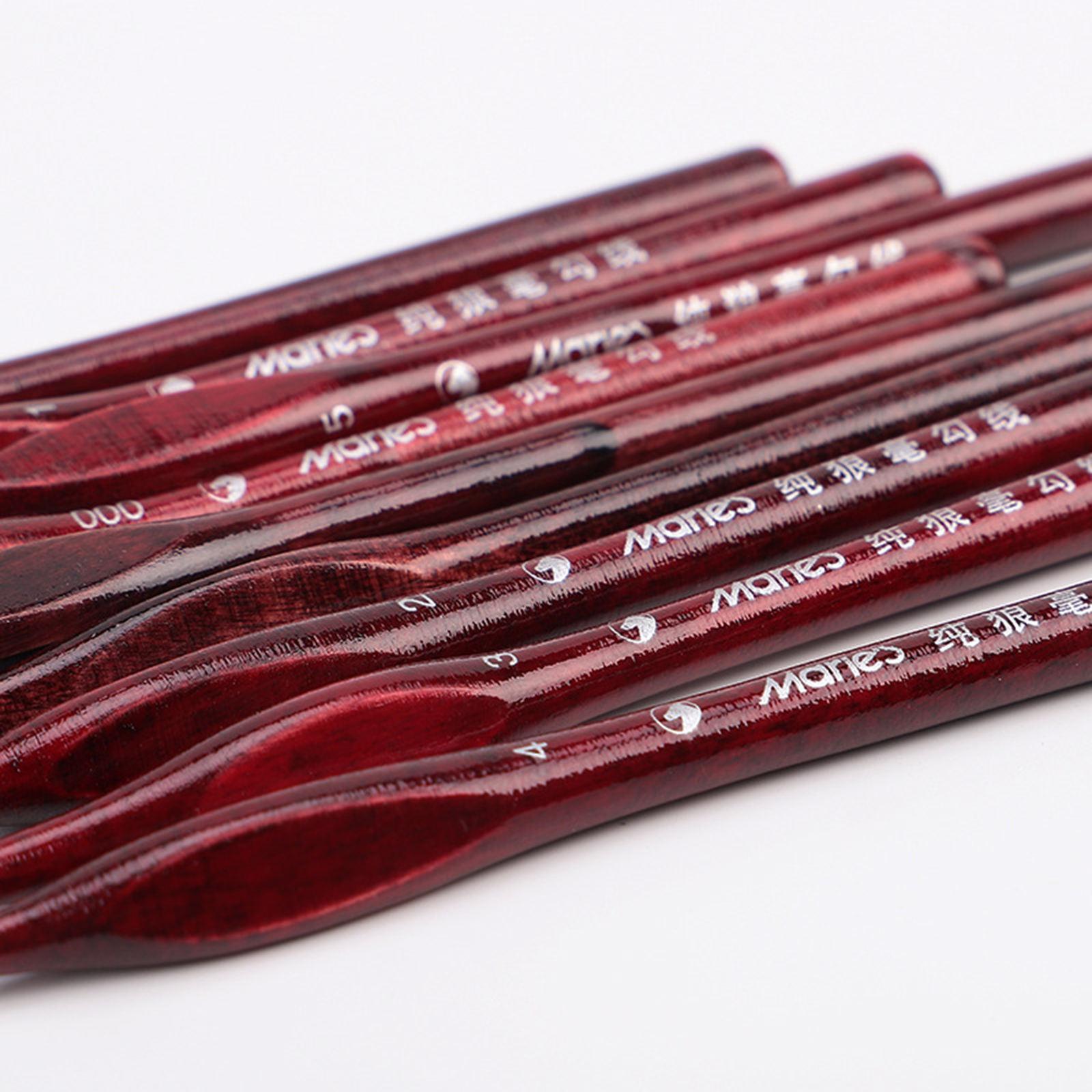 9Pcs Fine Point Tip Artist Liner Brush Set for Detail Watercolor Acrylic Oil