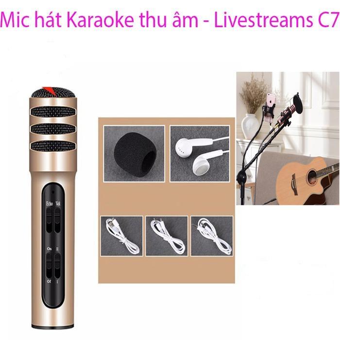 Micro thu âm karaoke live stream C7 loại cao cấp kèm tai phone