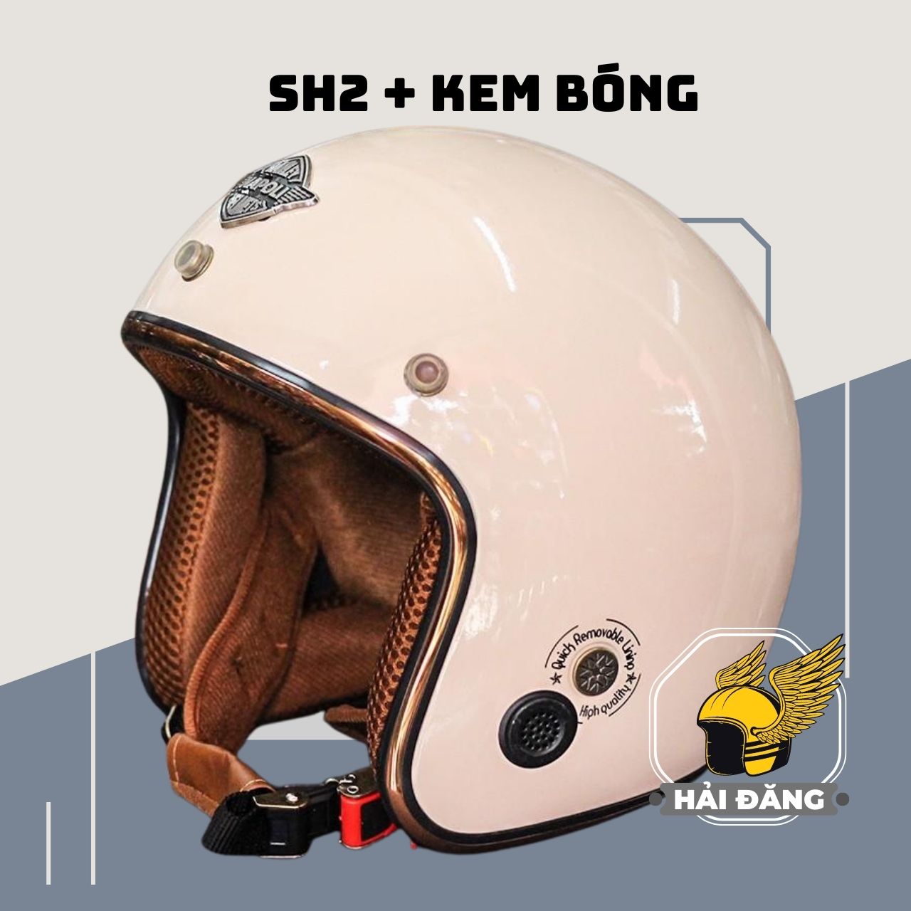 Mũ Bảo Hiểm ¾ Napoli SH2 Ruby Kem bóng lót nâu - Free Size