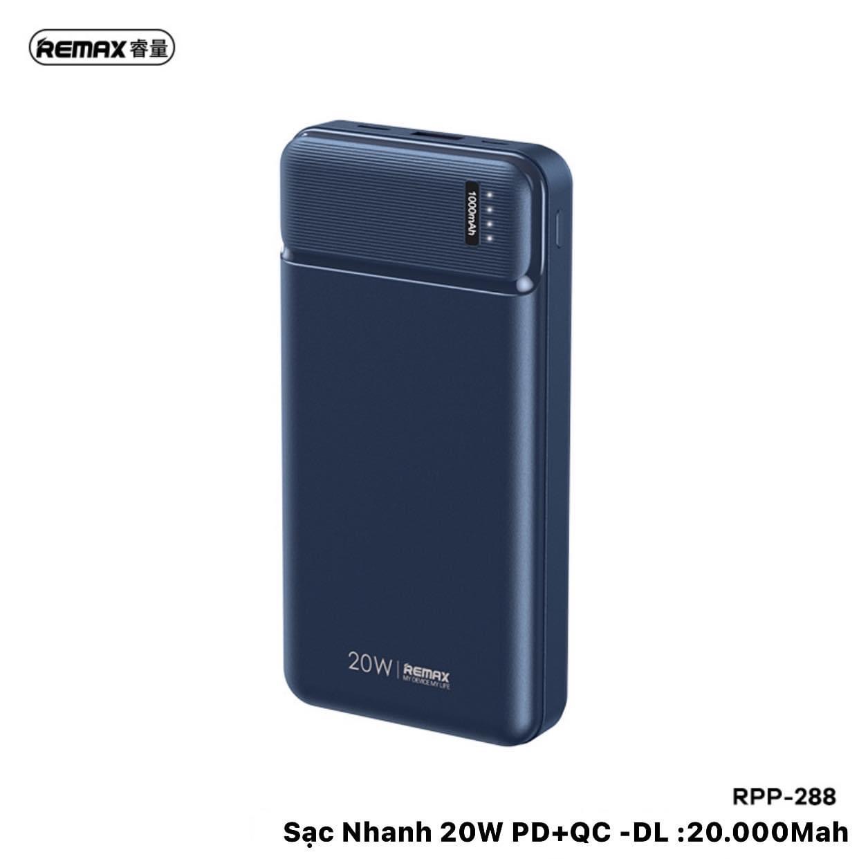 Pin Sạc Dự Phòng 20.000Mah Sạc Nhanh 20Ư( PD+QC) Remax Rpp-288 -Hàng Chính Hãng Random Màu