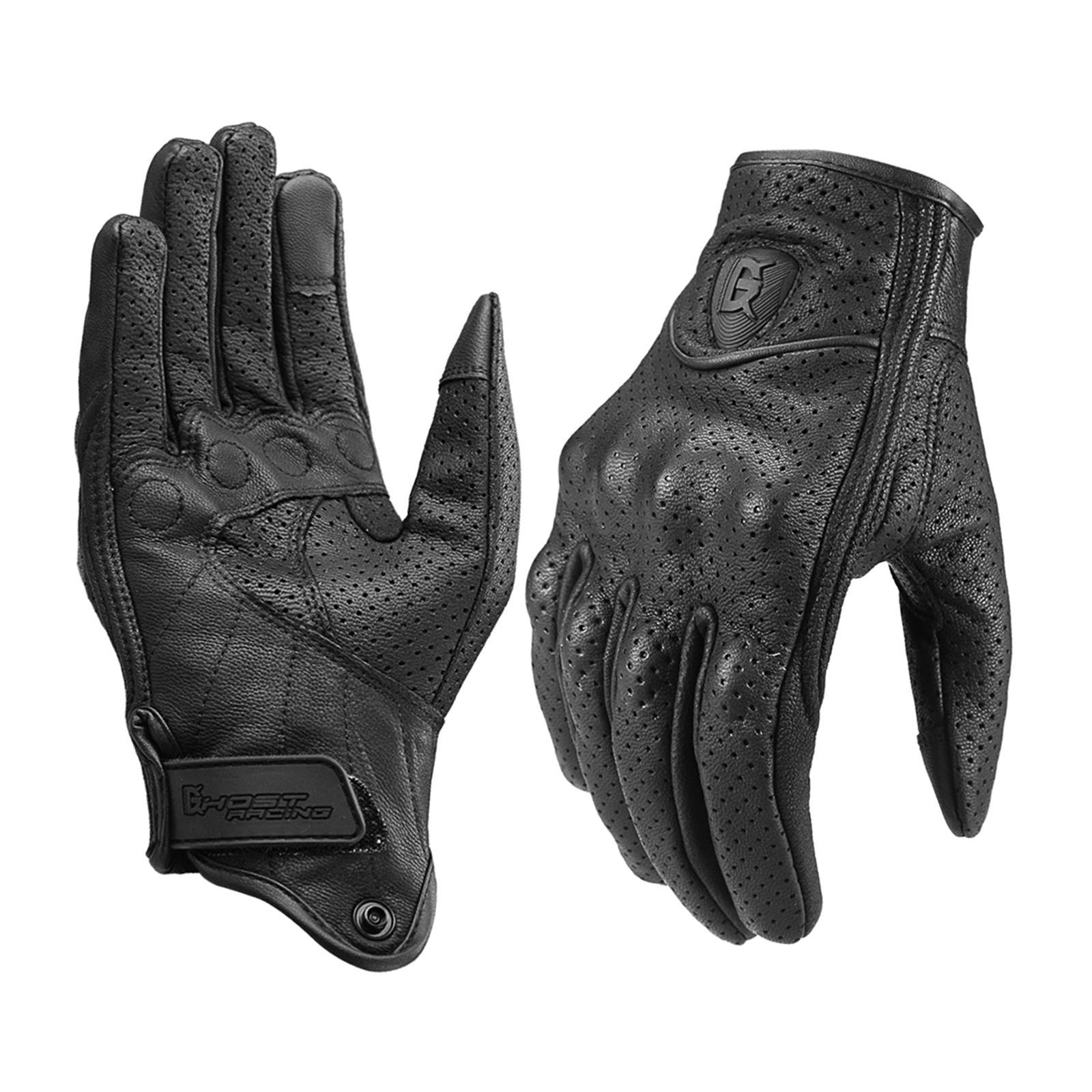 Leather Motorbike Gloves Summer Full Finger Touchscreen for Men Women