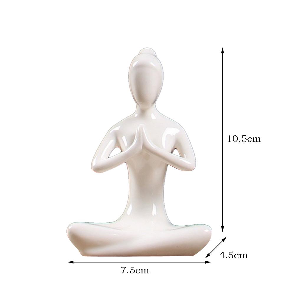 2x Ceramic Yoga Figure Ornament Statue Sculpture Desk
