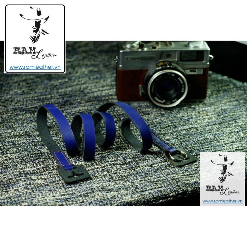 DÂY MÁY ẢNH DA BÒ THẬT MÀUXANH NAVY - RAM A2 NAVY