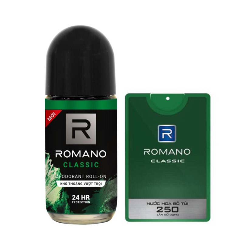 Combo Romano Classic: Lăn khử mùi 50ml và nước hoa bỏ túi 18ml