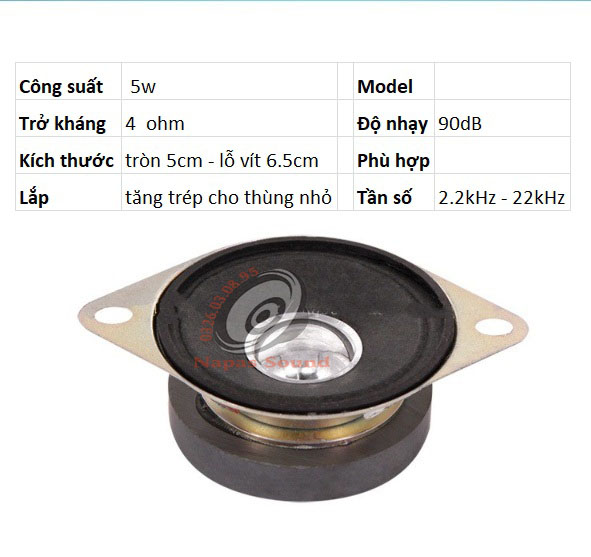 LOA TREBLE MINI 5W NÚM BẠC - TĂNG TRÉP CHO LOA VI TÍNH, DÀN MINI - LOA TRÉP 5CM