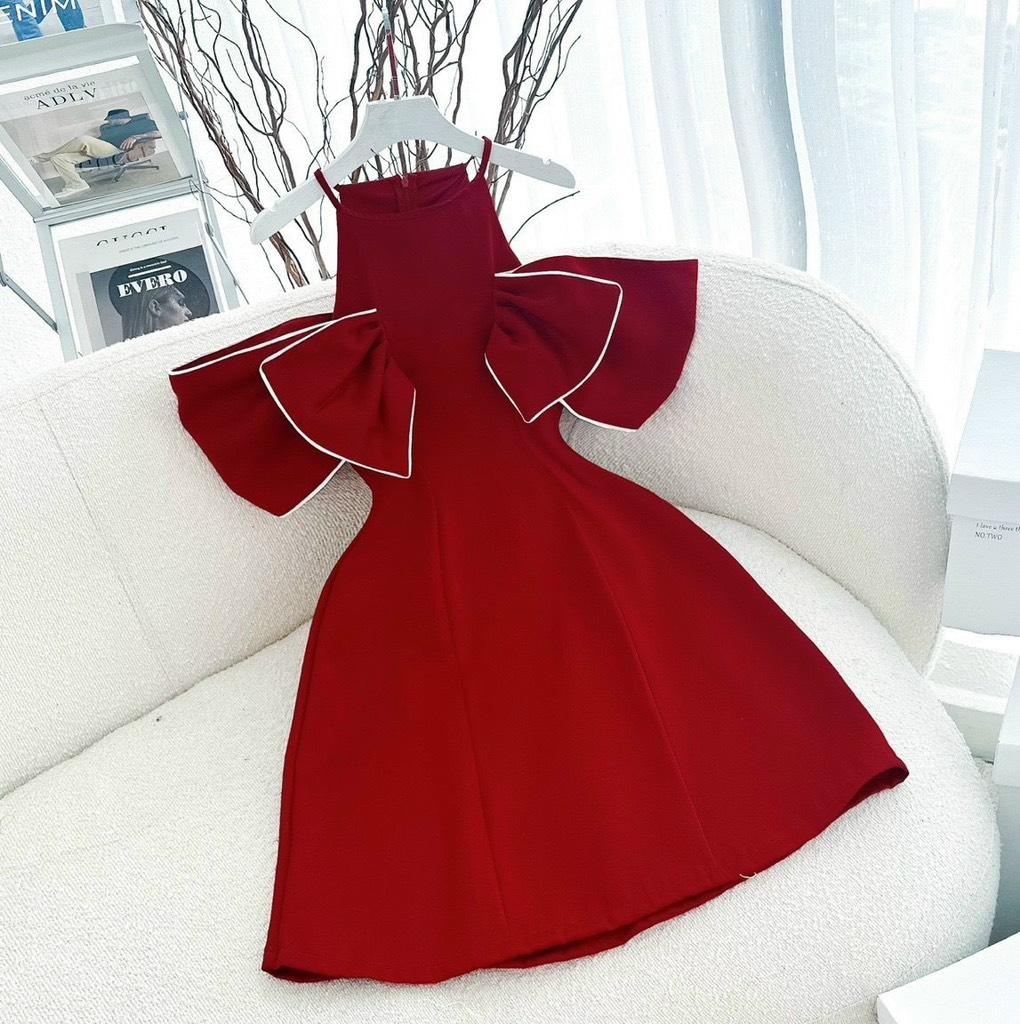 ĐẦM XOÈ CỔ YẾM PHỐI NƠ VIỀN 14156