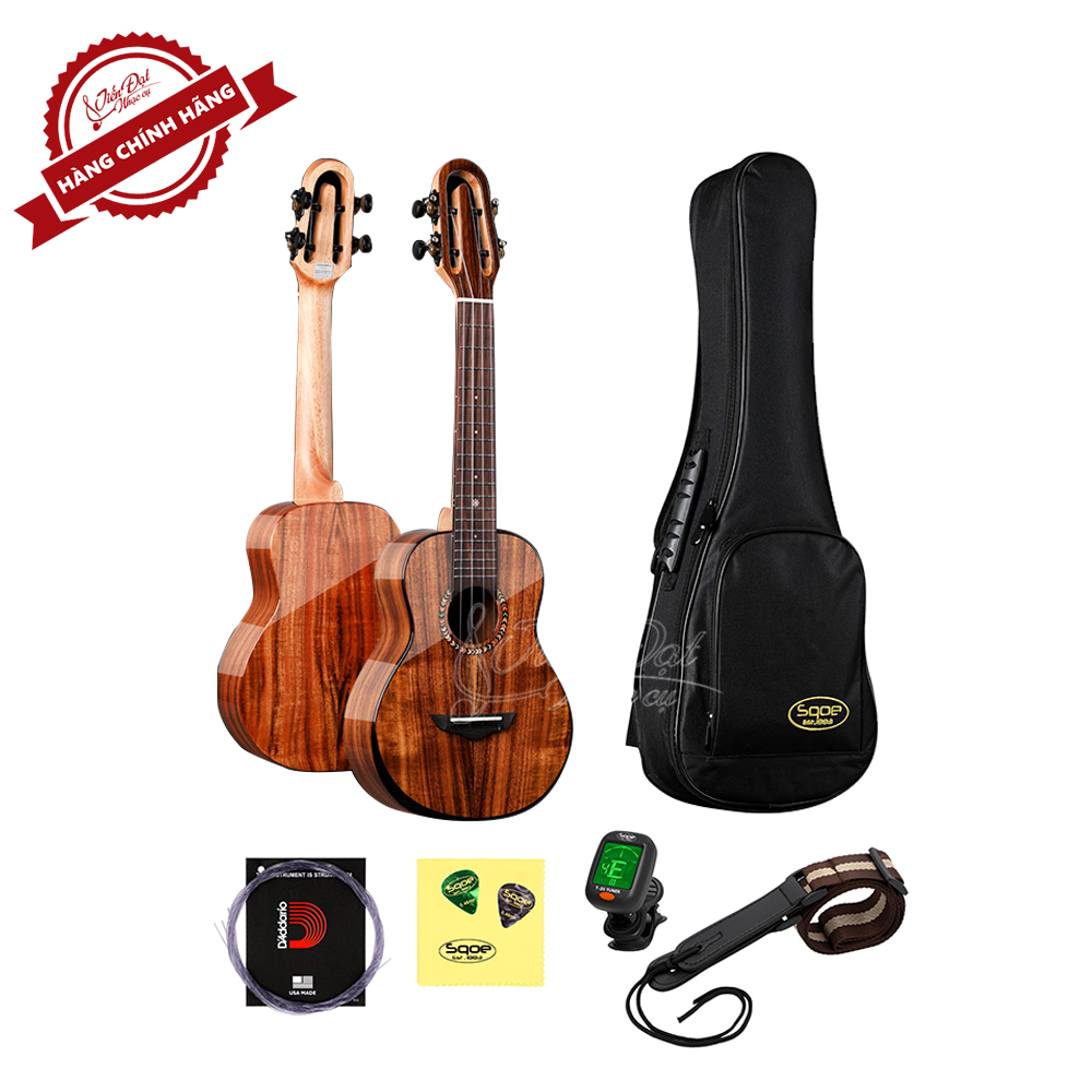 Đàn Ukulele Concert SQOE SQ UK-2420C, Gỗ KOA Nguyên Tấm Cao Cấp, Kèm Quà Tặng - Hàng Chính Hãng