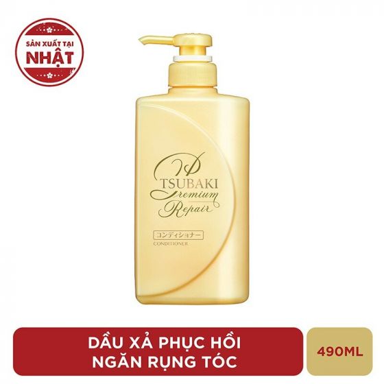 BỘ dầu gội và xả T.su.ba.ki Phục Hồi Ngăn Rụng Tóc 490ml Premium Volume &amp; Repair-vàng ( không xuất hóa đơn đỏ )