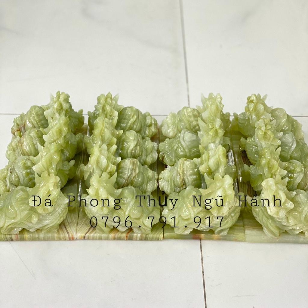 Cặp Tỳ Hưu Đá ngọc Pakistan Xanh Dài 10cm - Hàng Đẹp