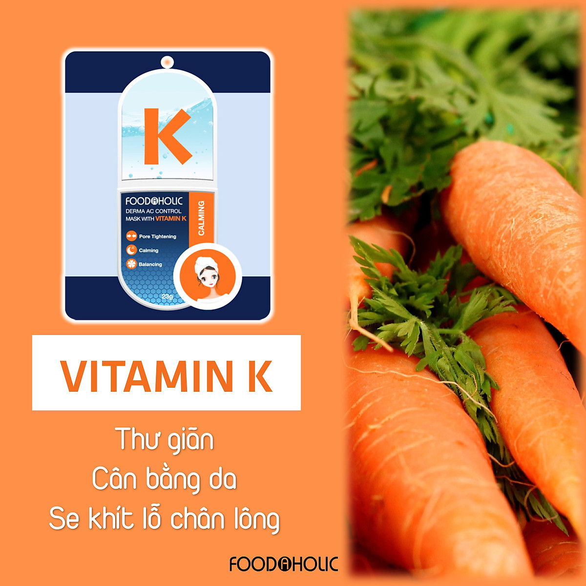 Combo 10 mặt nạ Vitamin dành cho da mụn (Vitamin B,D,E,K) 3D Foodaholic Essential 23g