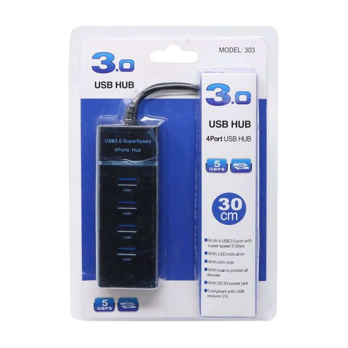 Hub Chia 4 Cổng USB 3.0 - 303A - Dây dài 30cm ( Màu Ngẫu Nhiên )