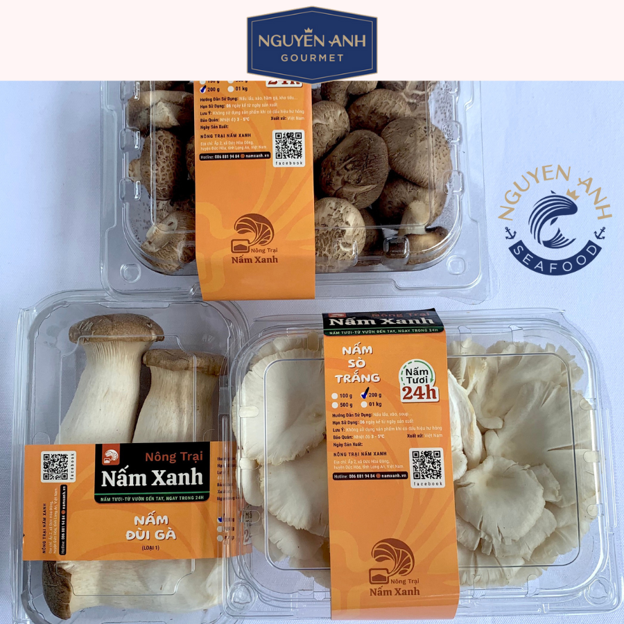 Nấm đùi gà tươi loại 1 200g nông trại Nấm Xanh