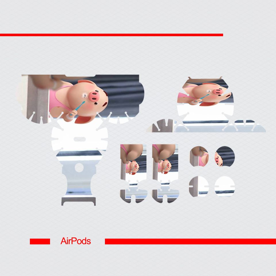 Miếng dán skin chống bẩn cho tai nghe AirPods in hình Heo con dễ thương - HEO2k19 - 126 (bản không dây 1 và 2