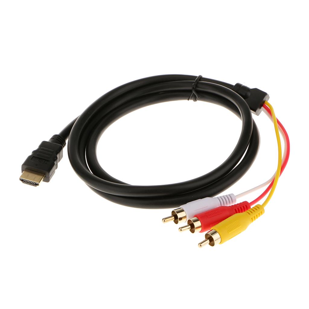 1.5M   Male to 3 RCA Audio Video AV Component Cable Adapter Gold Plated