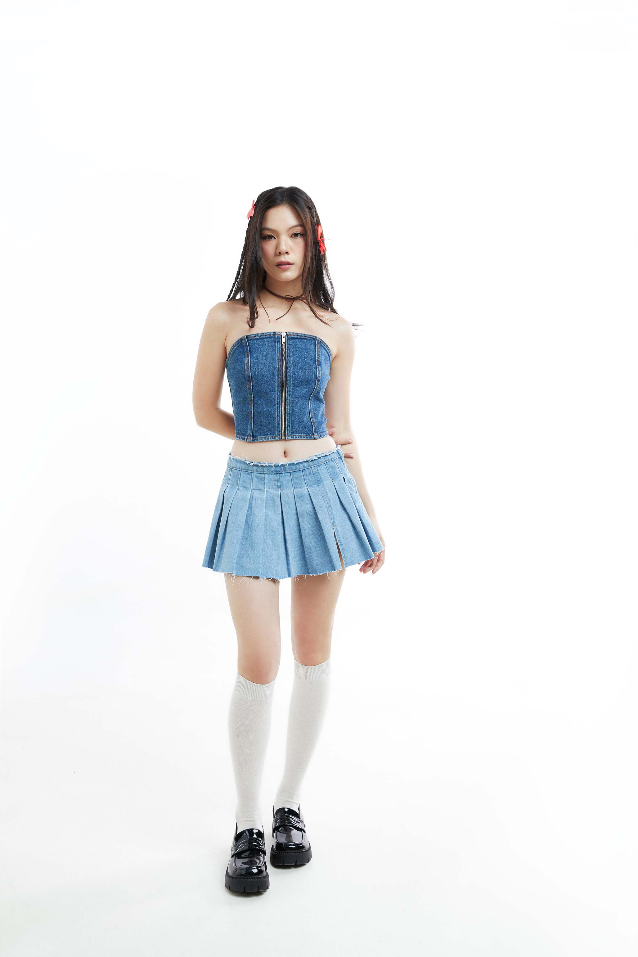 DOTTIE - Áo ống vải jeans T0647