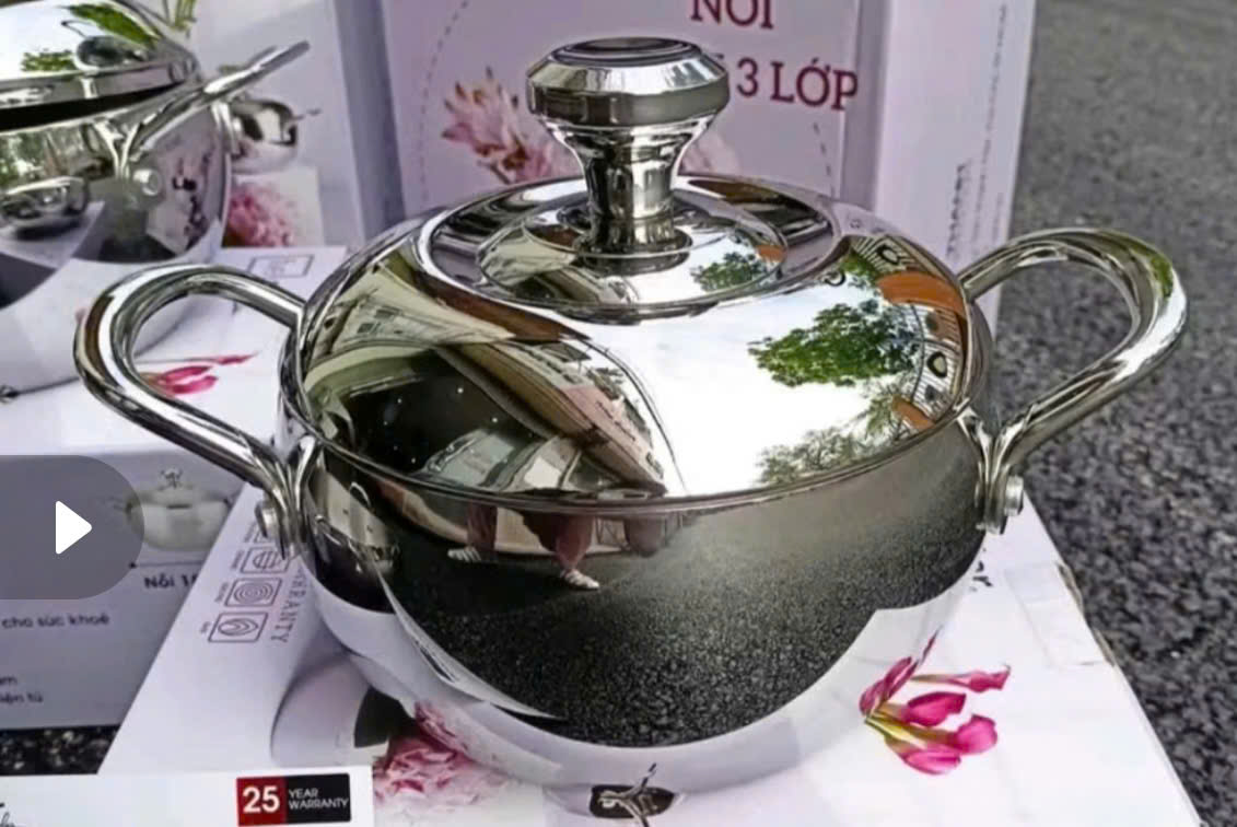 NỒI FIVESTAR INOX 304 LIỀN KHỐI, HÌNH TRÁI TÁO, SIZE 24 CM, NẮP INOX; DÙNG ĐƯỢC TRÊN MỌI LOẠI BẾP KỂ CẢ BẾP TỪ.