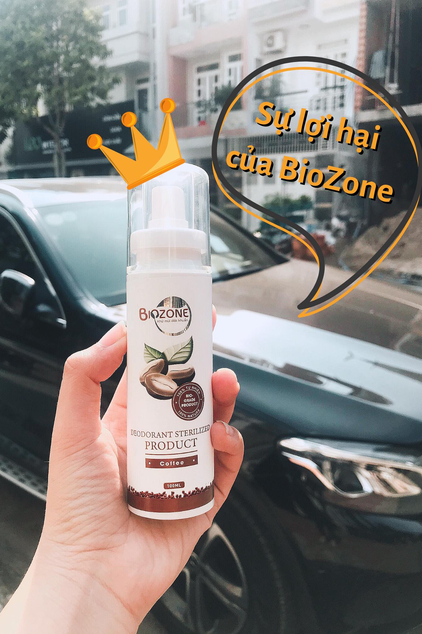 Chai xịt khử mùi và diệt khuẩn Công nghệ sinh học BioZone thành phần 100% Tự nhiên mùi Cà phê dung tích 100ml An toàn cho trẻ em, hiệu quả tức thời