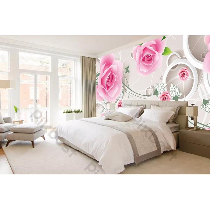 Tranh dán tường 3d hiện đại trang trí phòng-Hoa hồng khoe sắc nguyên tấm lớn MS1185727