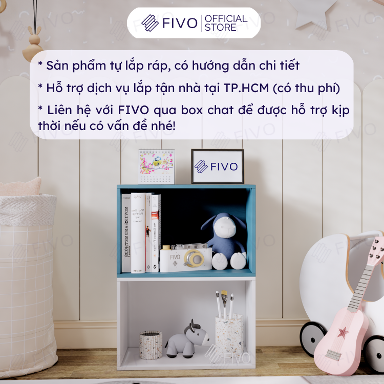 Kệ Sách Gỗ FIVO FB04, Chất Liệu MDF Chống Thấm Bề Mặt Cực Tốt, Thiết Kế Thông Minh Có Thể Kết Hợp Đa Tầng - Không Cửa