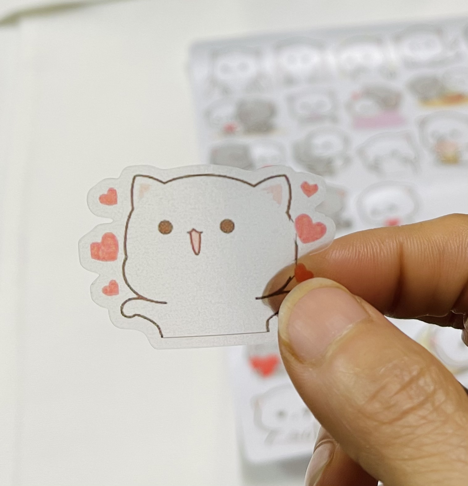 Sticker mèo Mochi trong suốt 30-60 hình khác nhau/ hình dán Mochi mèo cute trong suốt