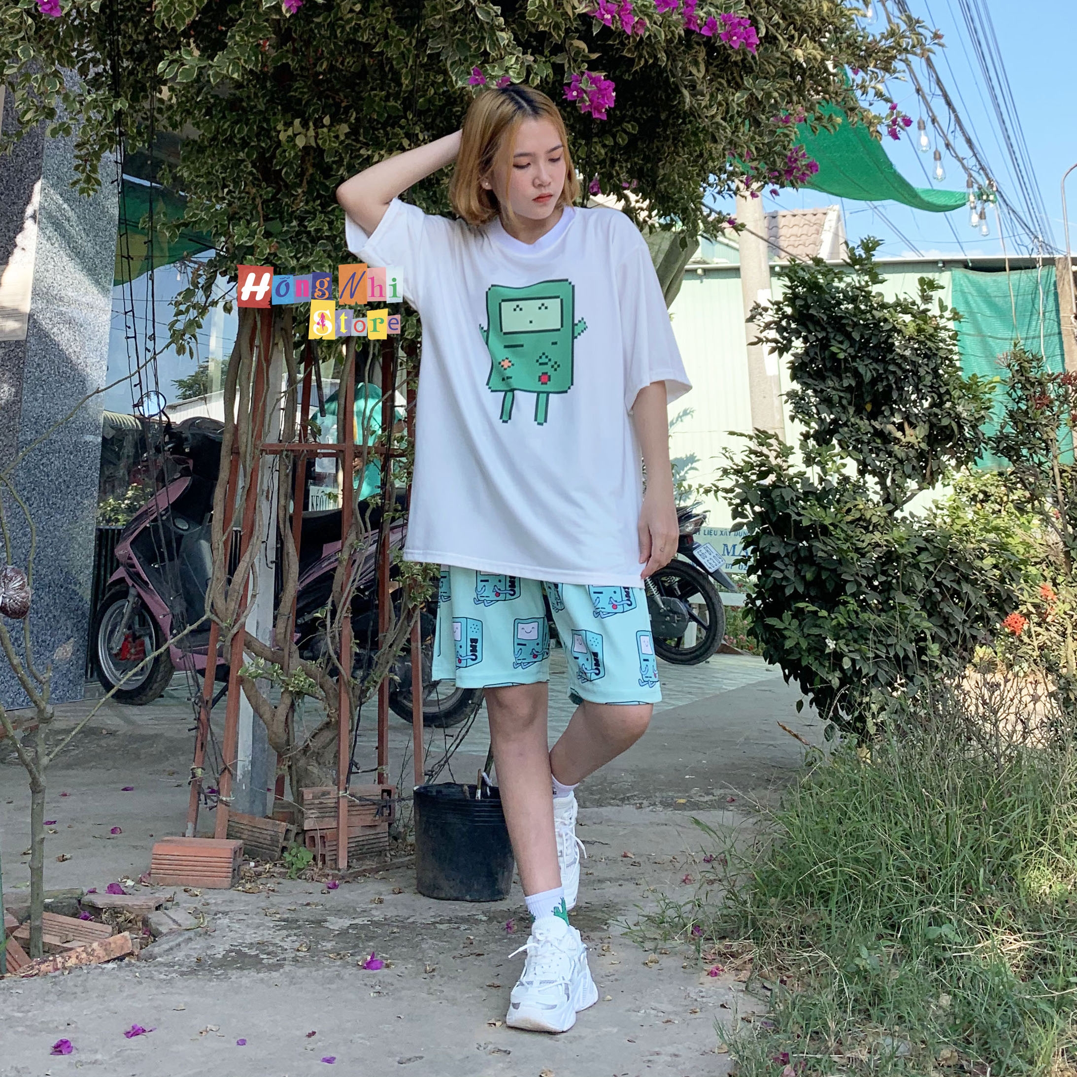 Quần Short Cartoon Unisex Hình Hộp Bmo - Quần Đùi Hoạt Hình Siêu Cute - MM