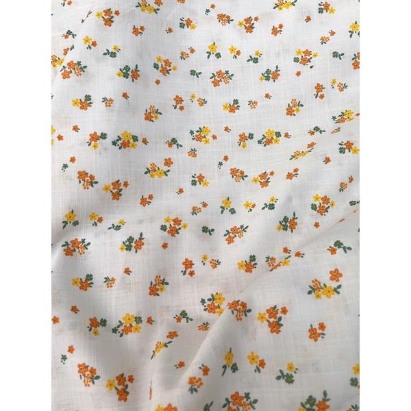 vải thô linen hoa xinh xắn may váy,áo,bộ cho mẹ và bé