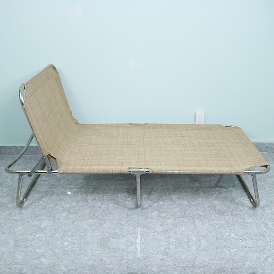 Giường xếp Inox VIP lưới thổ cẩm nằm mát lưng