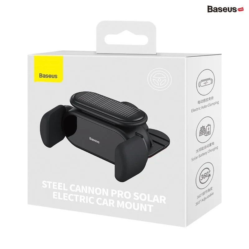 Giá Đỡ Điện Thoại Cảm Biến Trên Ô Tô Baseus Steel Cannon pro Solar - hàng chính hãng