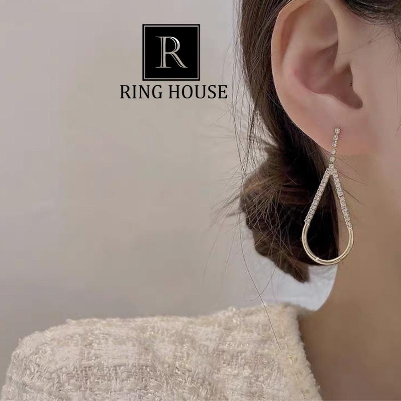 Khuyên Tai Bông Tai Nữ Thiết Kế Giọt Nước Viền Ngọc