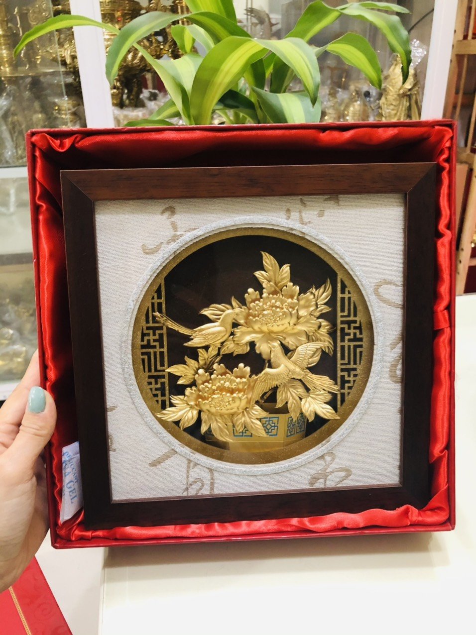 Tranh liên hoa mạ vàng 24k,tranh quà tặng cao cấp