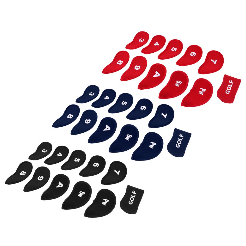 10pcs Neoprene Golf Iron Head Covers+1 Pcs Golf Putter Headcovers Set Red