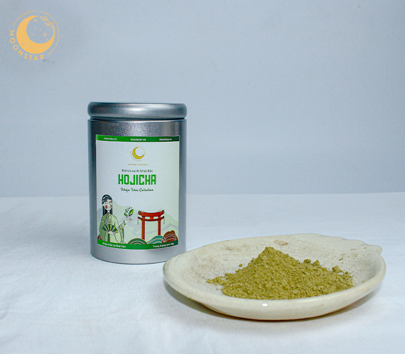 Hộp Bột Trà Rang Nhật Bản Hojicha Moonstar 30g Nguyên Chất Nhập Khẩu Nhật Bản