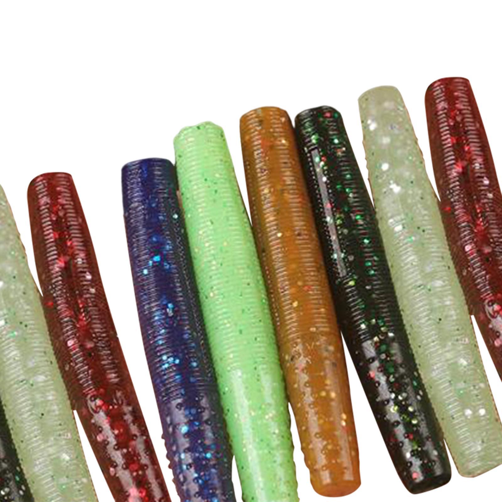 12x Worm Fishing Lures Portable Fishing Baits Set for Salmon Panfish Sunfish