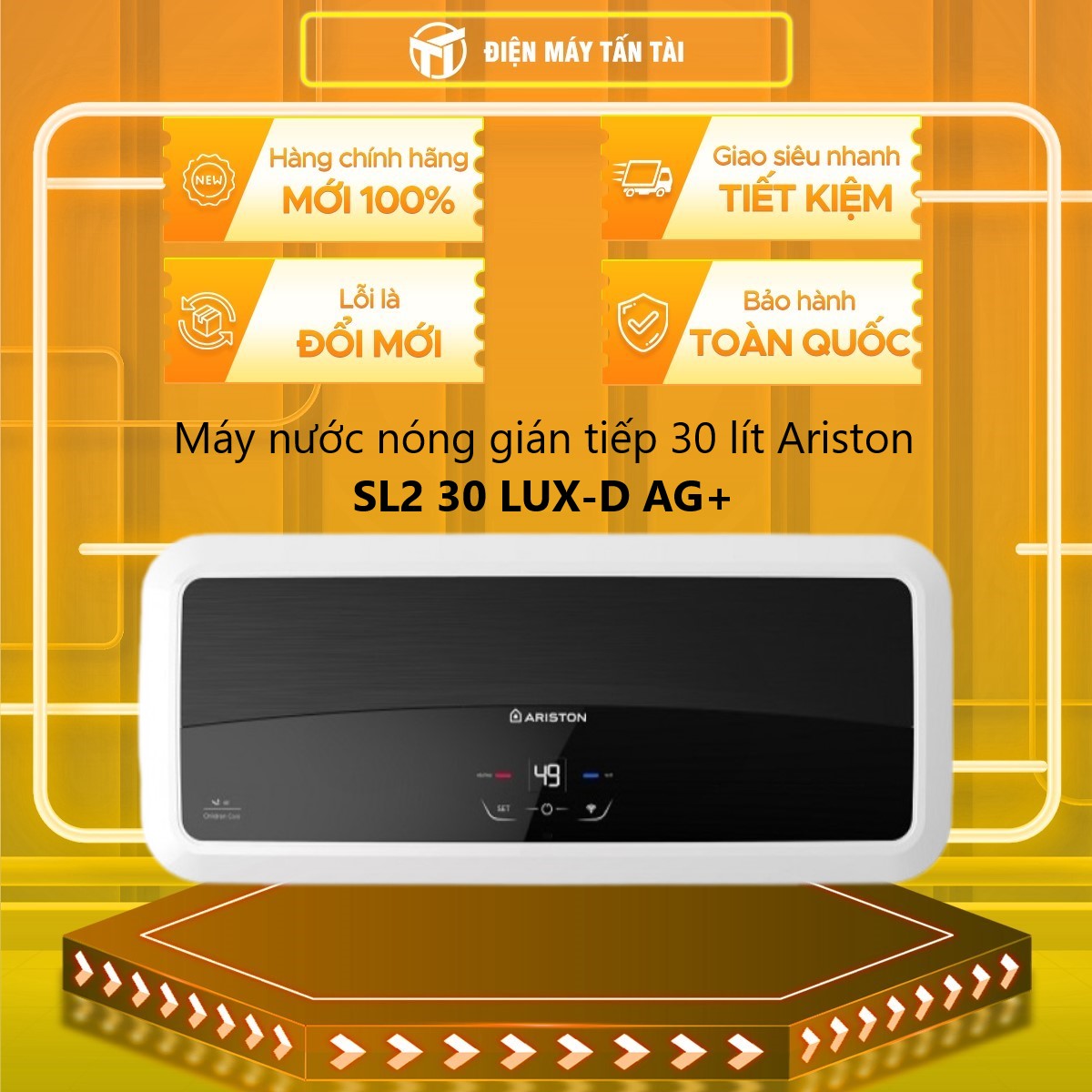 Máy nước nóng gián tiếp 30 lít Ariston SL2 30 LUX-D AG+ HÀNG CHÍNH HÃNG (CHỈ GIAO HCM)