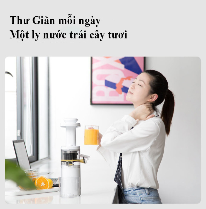 Máy Ép Chậm trái cây mini BUD BJ08 cơ chế hai kênh, tách rời bã cặn riêng biệt, tốc độ 60 vòng/phút