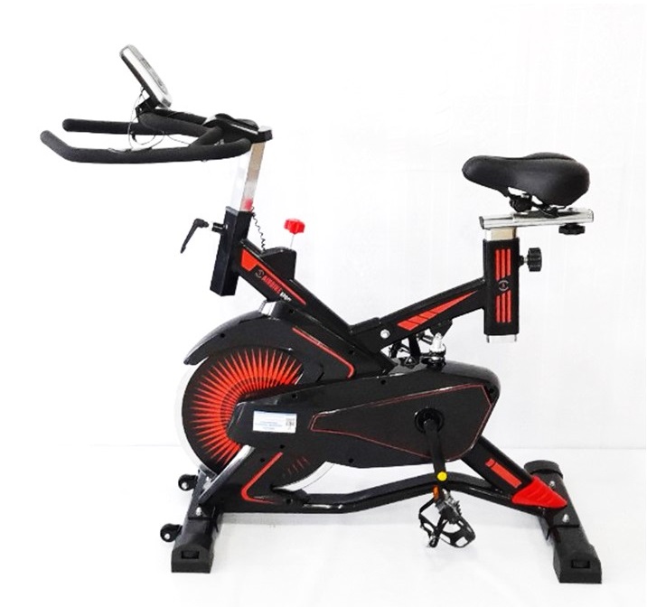 Xe Đạp Tập Thể Dục Airibike MK -291: Đỏ đen có đồng hồ đo nhịp tim thời gian tốc độ quãng đường.