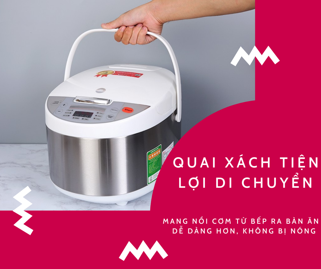 Nồi Cơm Điện Tử Lòng Niêu Mishio MK222 Màu trắng - Hàng chính hãng