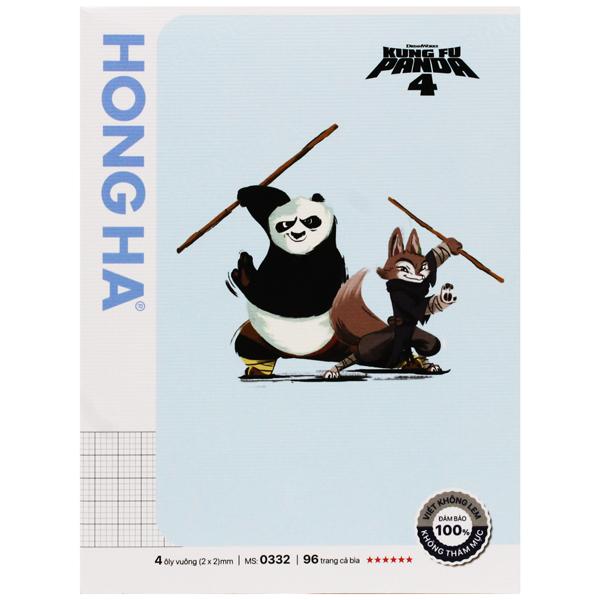 Combo 5 Tập Học Sinh Class KungFu Panda 4 - 4 Ô Ly Vuông - 96 Trang 100gsm - Hồng Hà 0332 - Mẫu 3 + Tặng Kèm Thẻ Cào